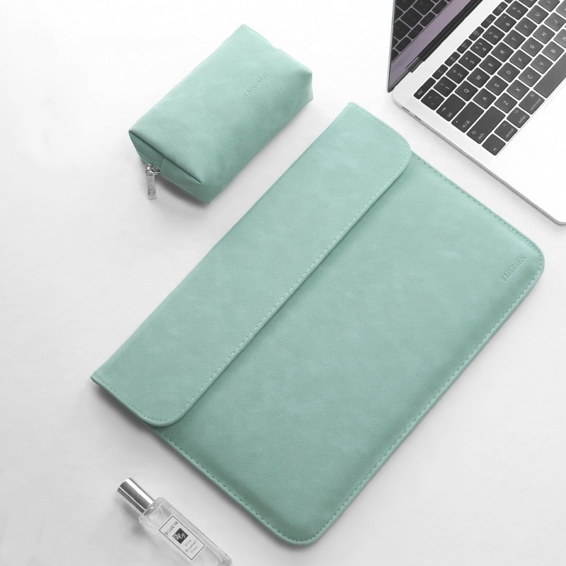 Faux-Leather Laptop Sleeve — Slim Fleece-Lined Case for 13–15.6" Laptops - 图片 3