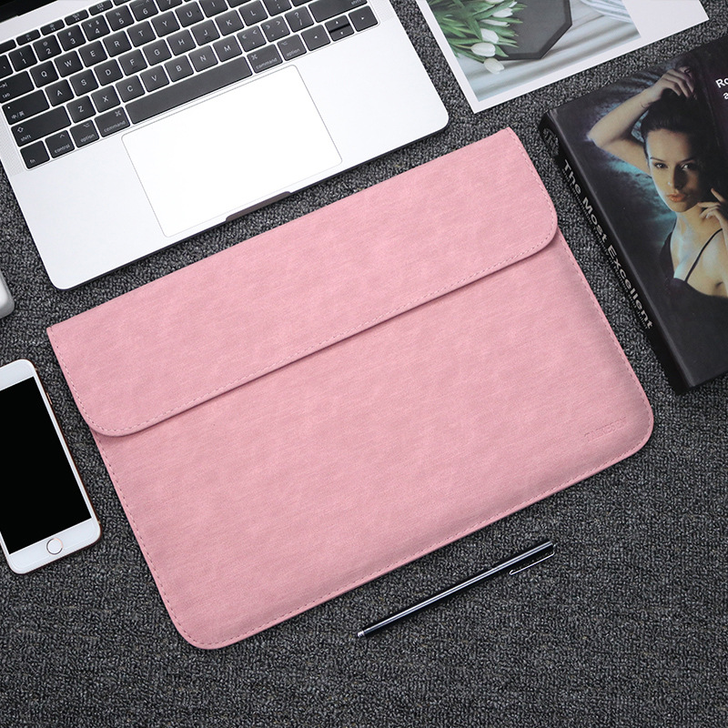 Faux-Leather Laptop Sleeve — Slim Fleece-Lined Case for 13–15.6" Laptops