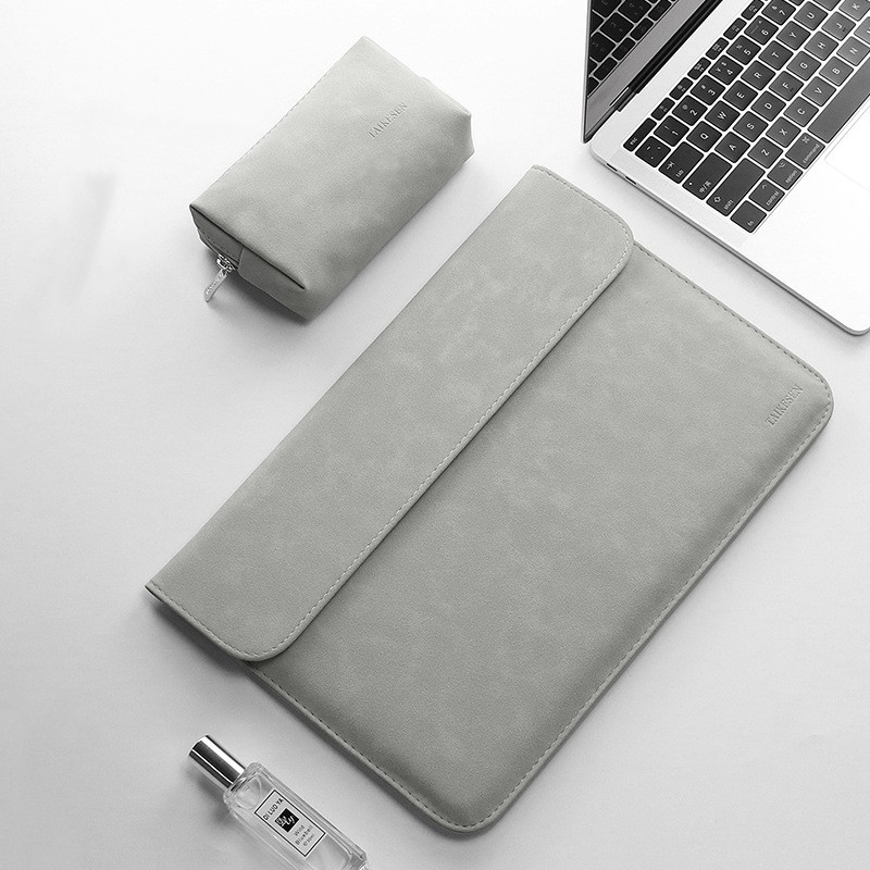 Faux-Leather Laptop Sleeve — Slim Fleece-Lined Case for 13–15.6" Laptops - 图片 4