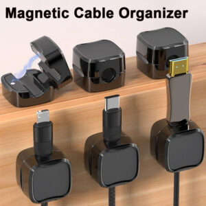 Magnetic Cable Clips (6-Pack) — Under-Desk Cord Organizer & Wire Holder