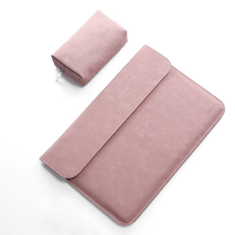 Faux-Leather Laptop Sleeve — Slim Fleece-Lined Case for 13–15.6" Laptops - 图片 2